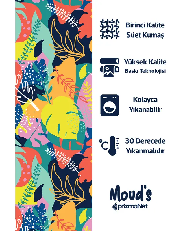 Colourful Leaves Pattern Printed Suede Table Runner - 3
