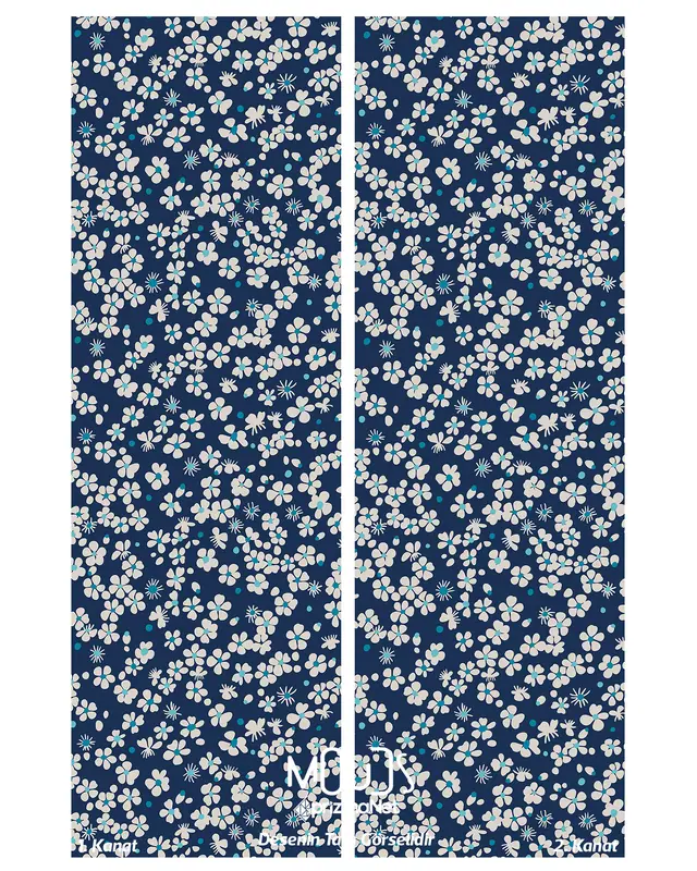 Nowon 3 Patterned Suede Living Room Decorative Curtain Printed Pencil Pleat Body - Set of 2 Panels - PRD-1036 - 3