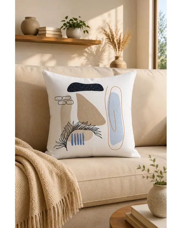 Double-Sided Printed Tüy Series Pattern Set of 4 Coordinated Suede Cushion Cover - PLG157 - 7