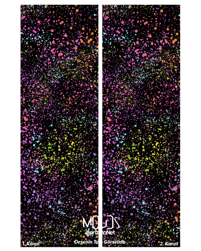 Black Brush Patterned Suede Living Room Decorative Curtain Printed Pencil Pleat Body - Set of 2 Panels - PRD-1068 - 2
