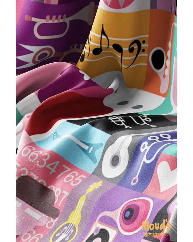 Music Board Pattern Printed Suede Table Runner - 4