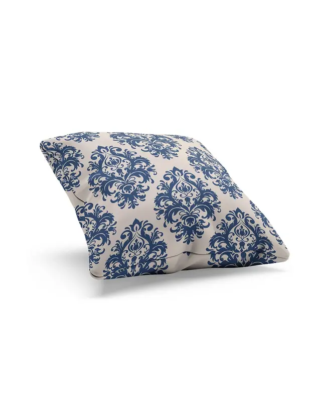 Navy Vintage-3 Pattern Double-Sided Printed Suede Cushion Cover - 2