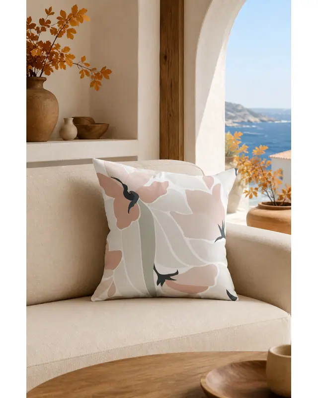 Mirror Flower-1 Pattern Double-Sided Printed Suede Cushion Cover