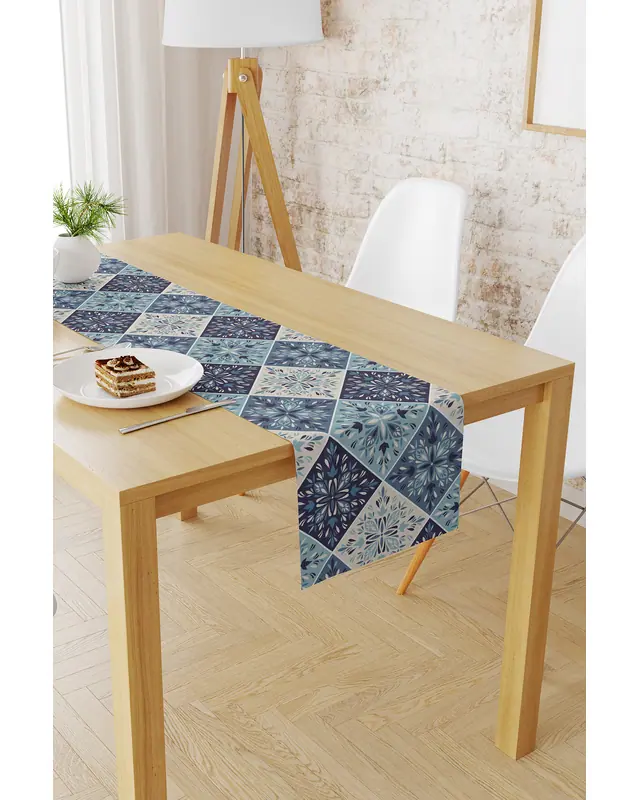 Ramazan Desenli 40X140 Runner Masa Örtüsü, Dertsiz Süet Dokulu Runner, Leke Tutmaz Runner