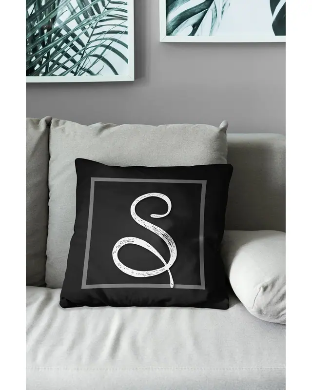 S Letter Pattern Double-Sided Printed Suede Cushion Cover - 3