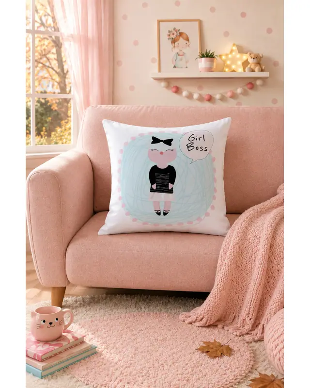 Double-Sided Printed Girl Power Pattern Set of 3 Coordinated Suede Cushion Cover - 7