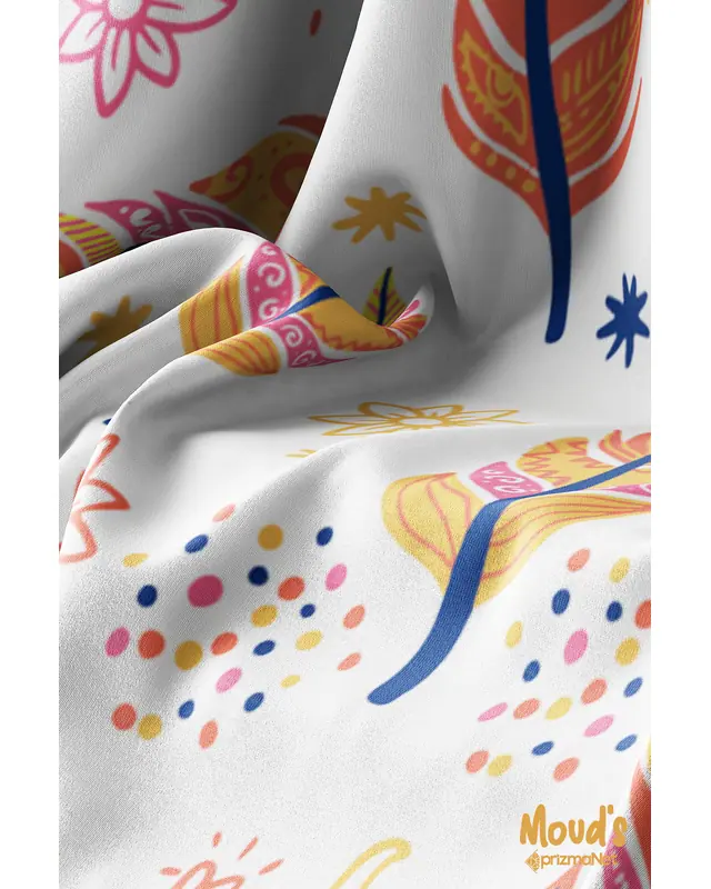 Pink Orange Bohemian Pattern Printed Suede Table Runner - 3