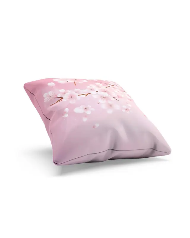 Japon Baharı - 1 Pattern Double-Sided Printed Suede Cushion Cover - 2