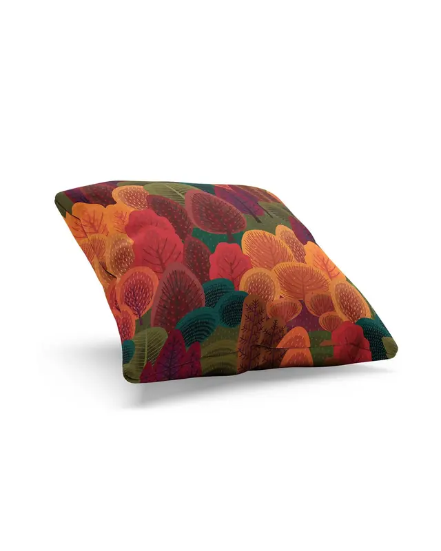 Sonbahar - 3 Pattern Double-Sided Printed Suede Cushion Cover - 2