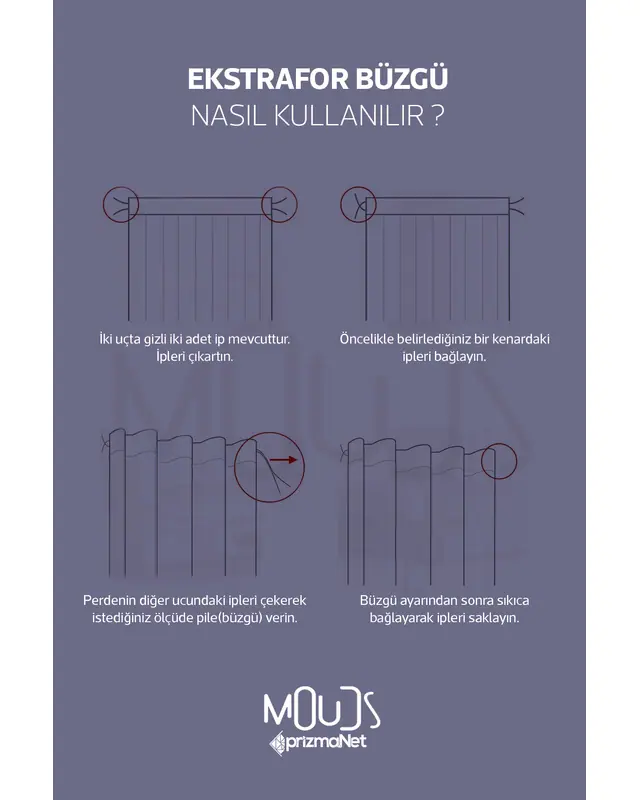 Mosque Tiles 4 Desenli Süet Oturma Odası Salon Fon Perde Baskılı Ekstrafor Büzgü TEK KANAT PRD-1087 - 4