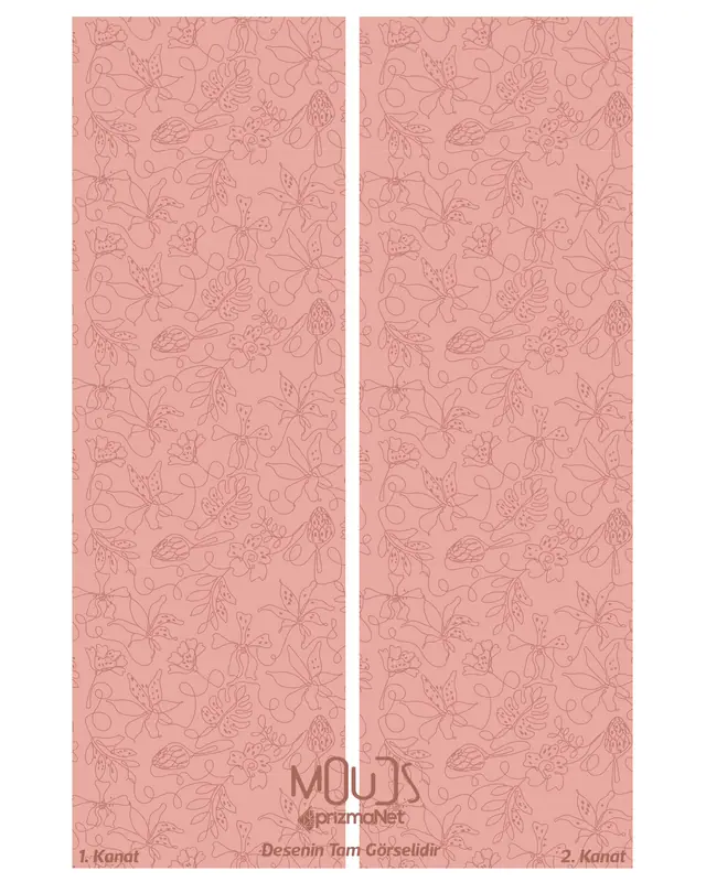 Hope Fell 4 Patterned Suede Living Room Decorative Curtain Printed Pencil Pleat - Set of 2 Panels - PRD-1057 - 3