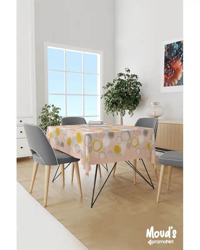 Xero Floral 1 Çiçek Desenli Süet Dertsiz Masa Örtüsü