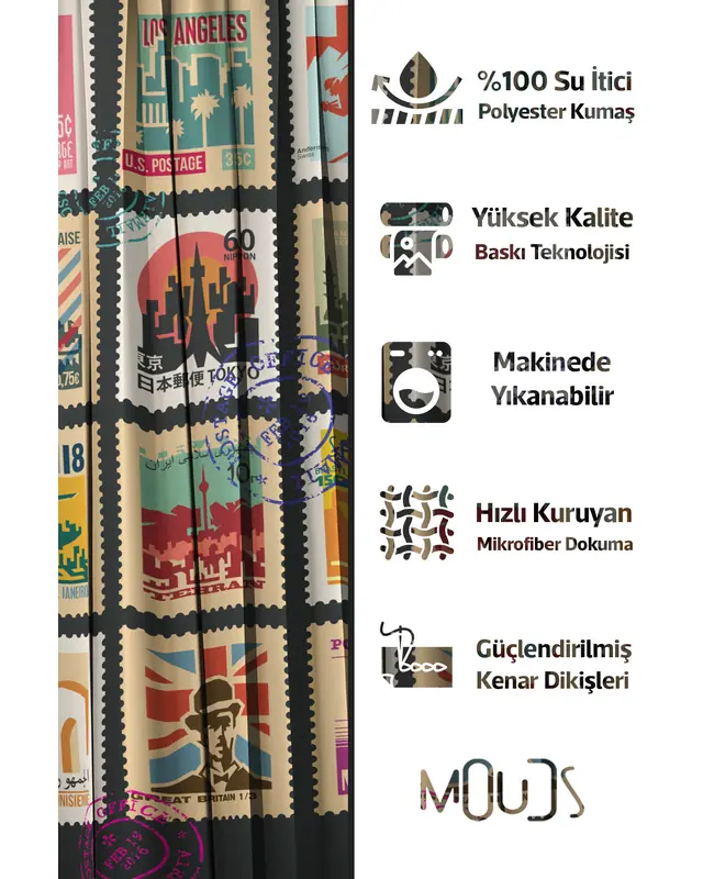 Shower Curtain, Letter Pulu Patterned Shower Curtain, Bathtub Curtain, Rings Included 175x200cm - BP-73 - 2