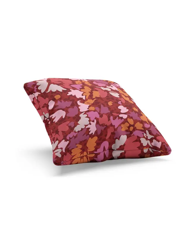Burgundy-2 Pattern Double-Sided Printed Suede Cushion Cover - 2