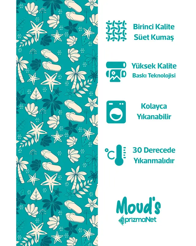 Blue Palm Trees Pattern Printed Suede Table Runner - 2