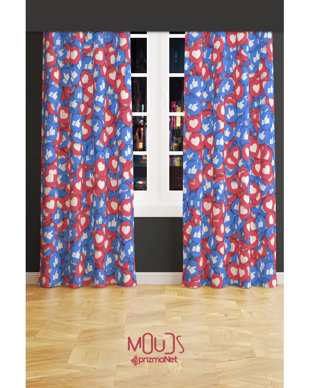 Fenomen Patterned Decorative Curtain Teen Room Living Room Printed Suede Pencil Pleat - Set of 2 Panels - PRD-2017 - 2
