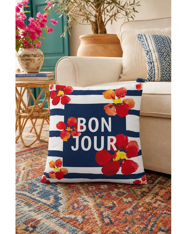 Set of 4 Mediterranean-Themed Decorative Cushion Cover Set | Colourful Digitally Printed Modern Sofa Pillow Cover 43x43 cm - 3