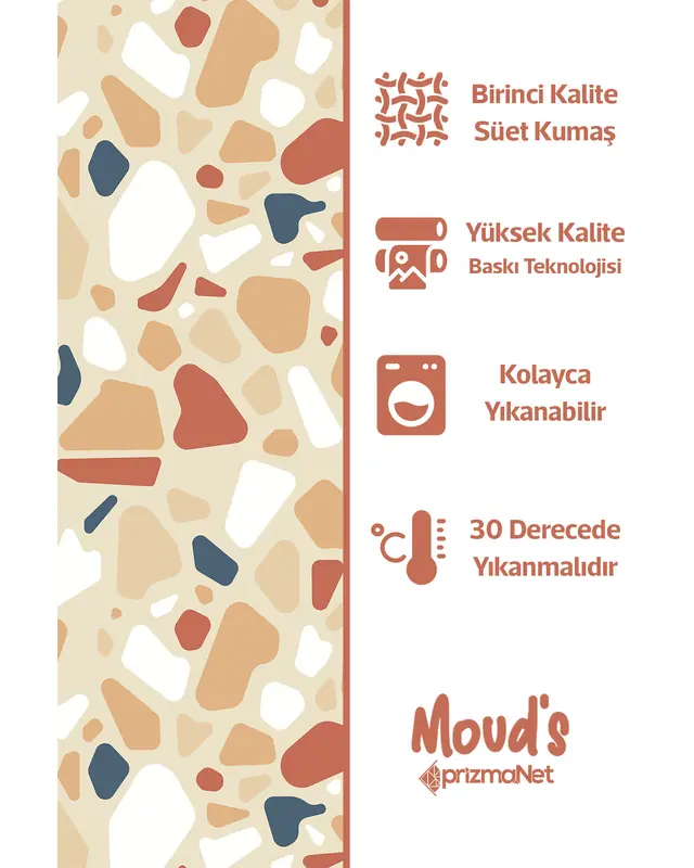 West Stone Taş Pattern Printed Suede Table Runner - 3
