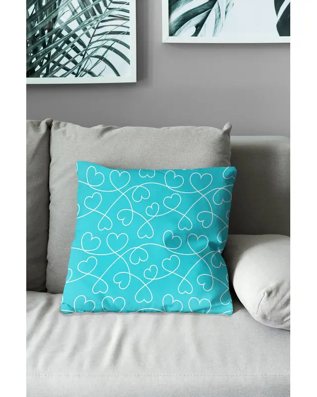 Turquoise Colourful Kalpler Pattern Double-Sided Printed Suede Cushion Cover - 3