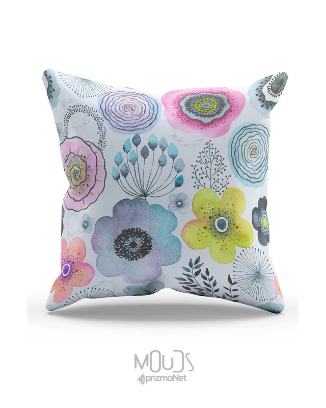 Su Çiçeği Pattern Double-Sided Printed Single Cushion Cover - 2
