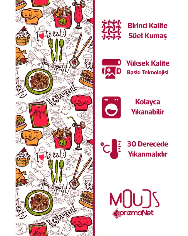 Süet Dokulu Kumaş Restoran Kafe Desenli Mutfak Önlüğü, Aşçı Önlüğü, Garson Önlüğü, Restoran Önlük - 4