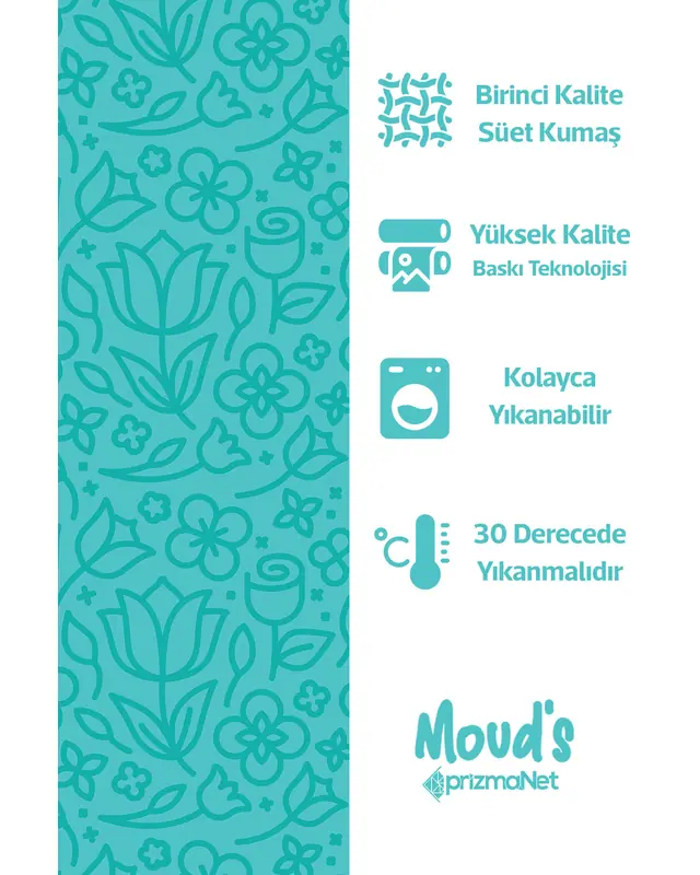 Turquoise Flora Series Round Easy-Care Suede-Feel Tablecloth - MSY-02 - 2