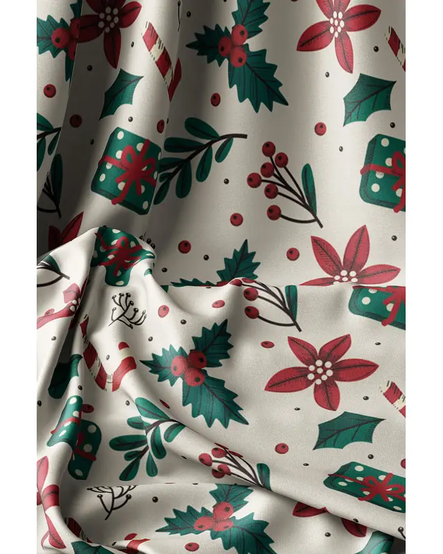 Krem Kokina Çiçeği Christmas Pattern Table Runner Easy-Care Suede Textured Fabric New Year - 4