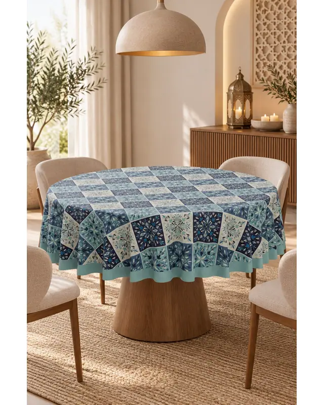 Ramadan Islamic Round Easy-Care Suede-Feel Tablecloth - MSY-259