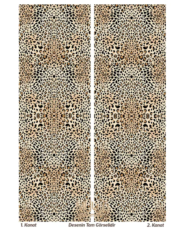 Leopard Patterned Living Room Decorative Curtain Digital Printed Suede Pencil Pleat - Set of 2 Panels - PRD-1011 - 5