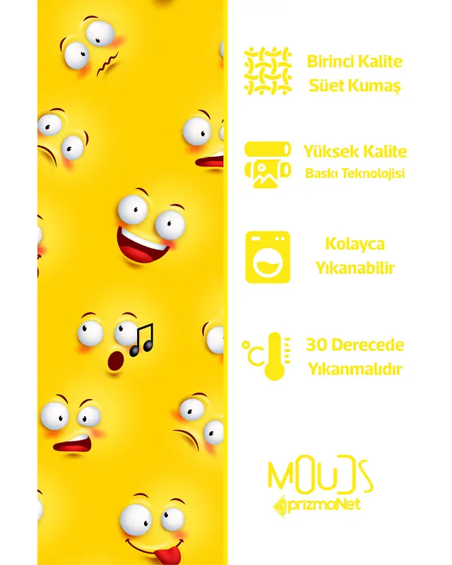 Emoji Smile Pattern Double-Sided Printed Single Cushion Cover - 3