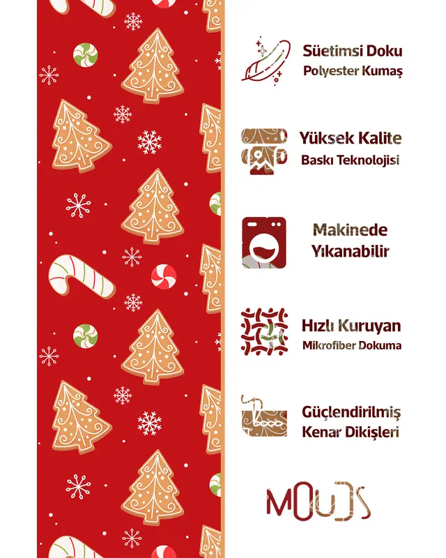Red Christmas Cookies Patterned Kitchen Apron, Chef Apron, Waiter Apron, Restaurant Apron - MTF-83 - 3