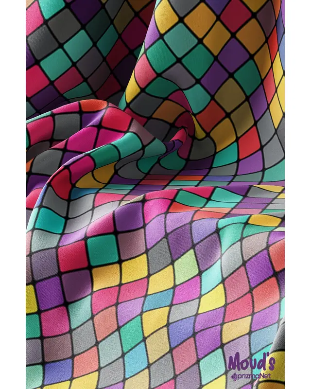 Colourful Küçük Kare Pattern Printed Suede Table Runner - 4