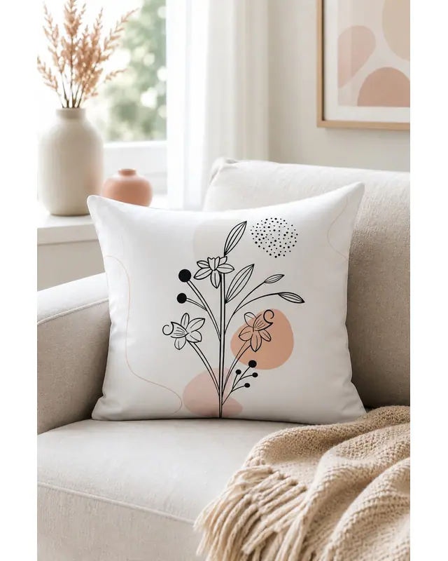 Double-Sided Printed Basic Flower Pattern Set of 4 Coordinated Suede Cushion Cover - 5