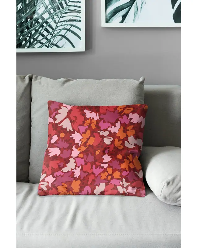 Burgundy-2 Pattern Double-Sided Printed Suede Cushion Cover - 3