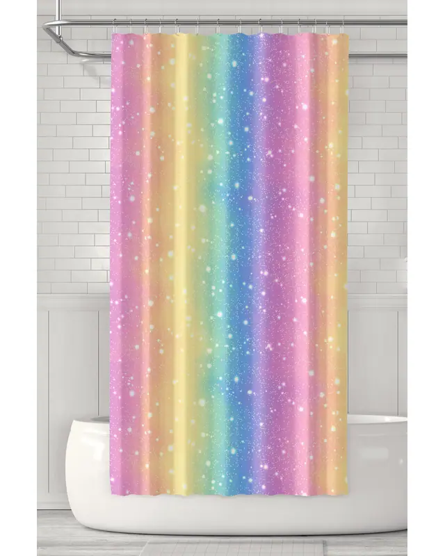 Banyo Perdesi, Rengarenk Desenli Duş Perdesi, Küvet Perdesi, Halka Hediyeli 175x200cm BP-16