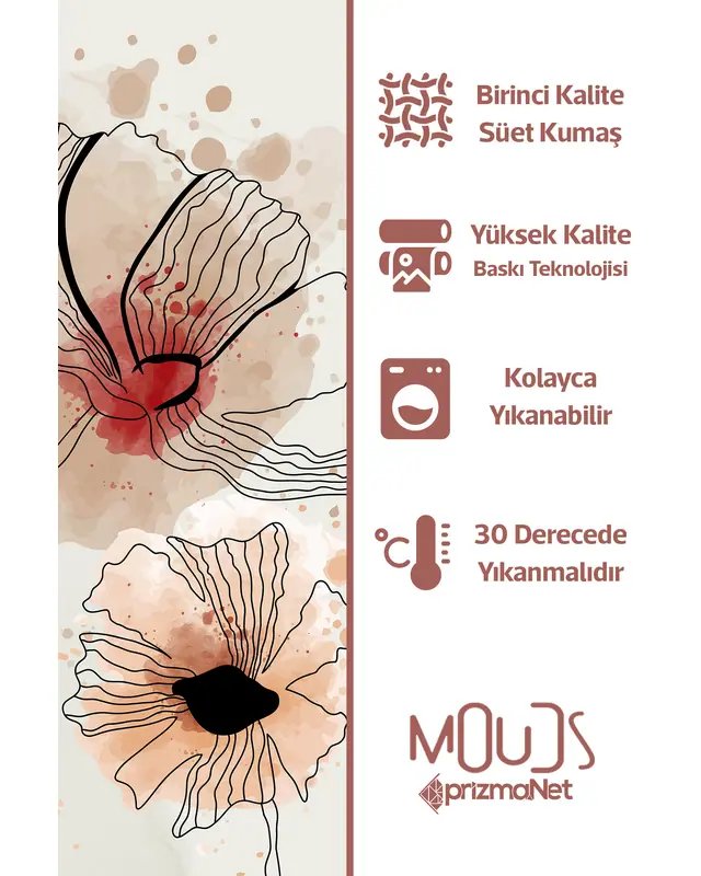 Art Flora Patterned Suede Living Room Decorative Curtain Printed Pencil Pleat - Single Panel - PRD-1029-TK - 4