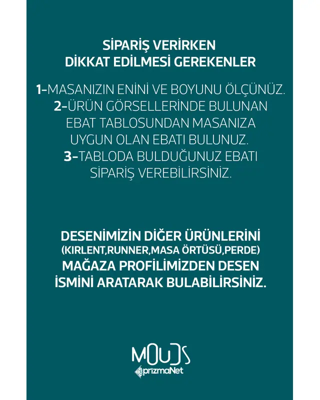 Beyaz Süsleme İslamik Desenli Süet Kumaş Dertsiz Yuvarlak Masa Örtüsü - 5