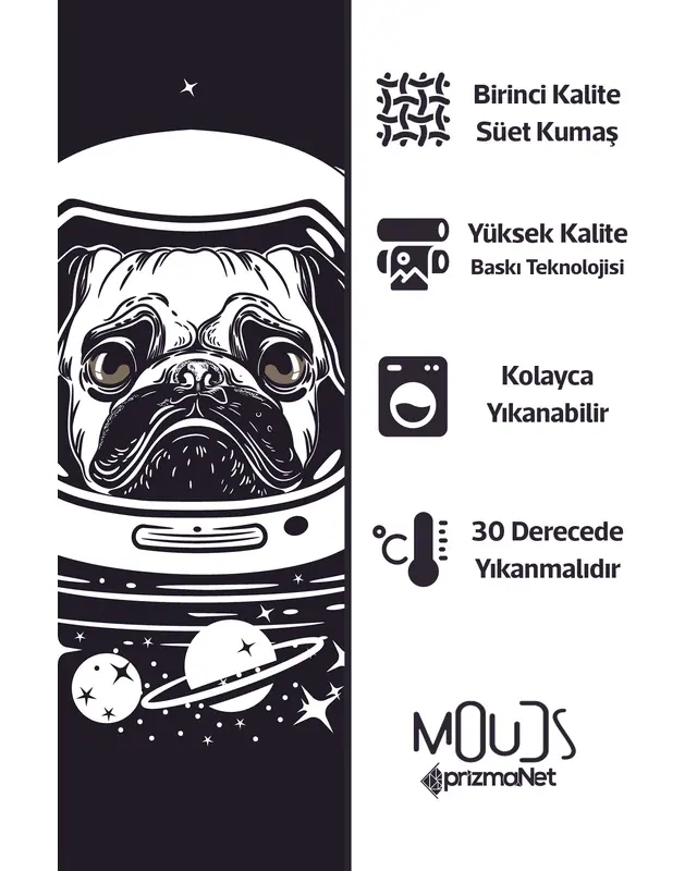 Pug Life Pattern Double-Sided Printed Single Cushion Cover - 3