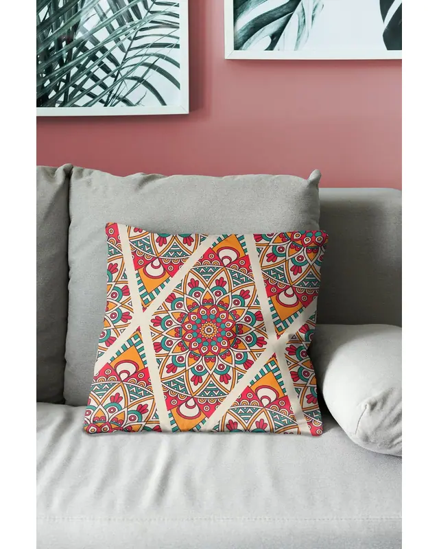 India Pattern-3 Pattern Double-Sided Printed Suede Cushion Cover - 3