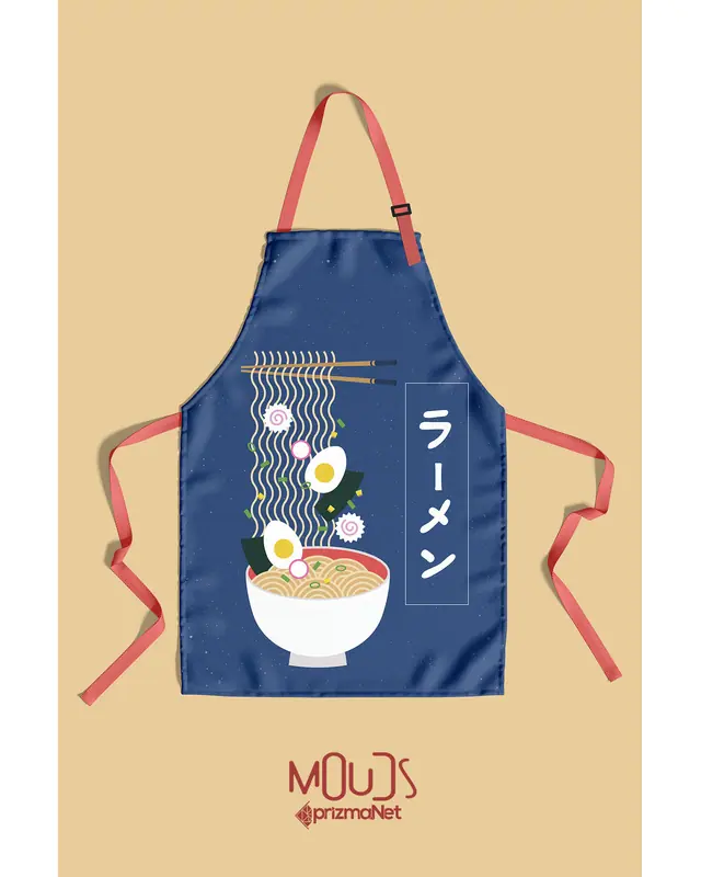 Süet Dokulu Kumaş Noodle Desenli Mutfak Önlüğü, Aşçı Önlüğü, Garson Önlüğü, Restoran Önlük