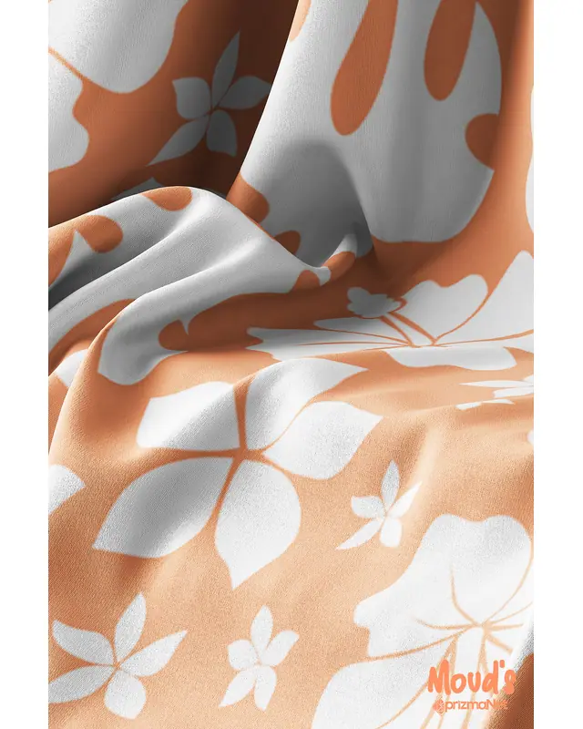 Orange Summer Flowers Pattern Printed Suede Table Runner - 3