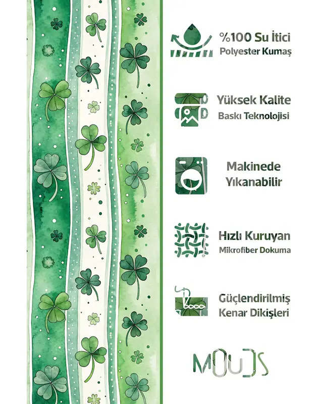 Şans Yoncası Pattern Cushion Cover Water-Resistant Wipe-Clean Digitally Printed Garden Decor - 2