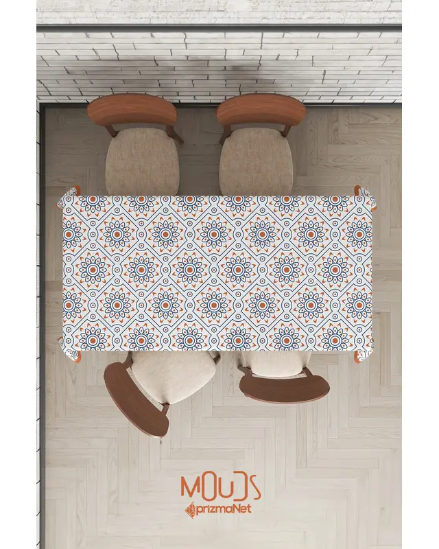 Complex Circle Islamic Rectangular Easy-Care Suede-Feel Tablecloth - MS-221 - 4