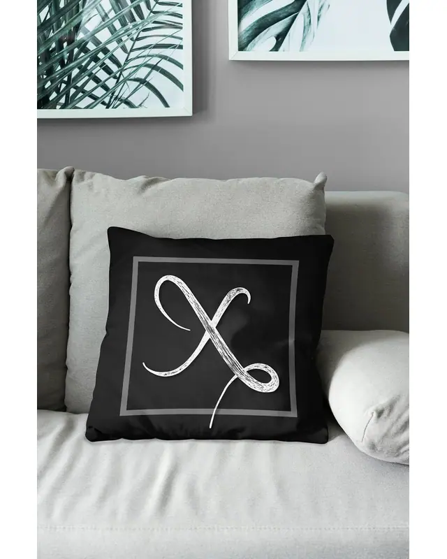 X Letter Pattern Double-Sided Printed Suede Cushion Cover - 3