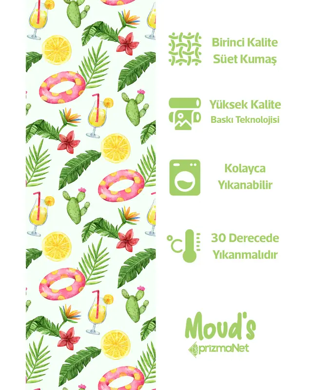 Green Cactus And Lemonade Round Easy-Care Suede-Feel Tablecloth - MSY-187 - 2