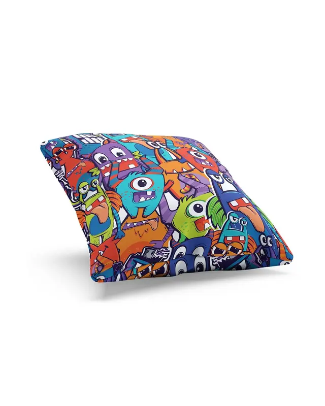 Monster Pattern Double-Sided Printed Suede Cushion Cover - 2