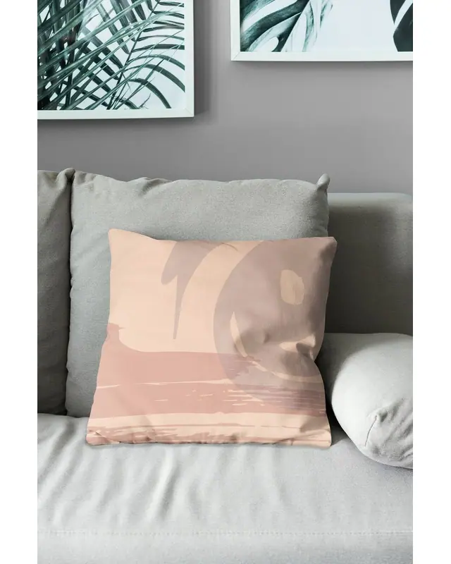 Double-Sided Printed Brown Brush Pattern Set of 4 Coordinated Suede Cushion Cover - 7