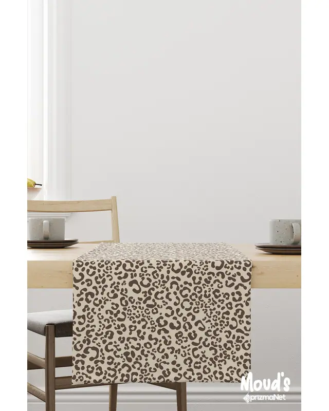 Brown Spots Pattern Printed Suede Table Runner - 4