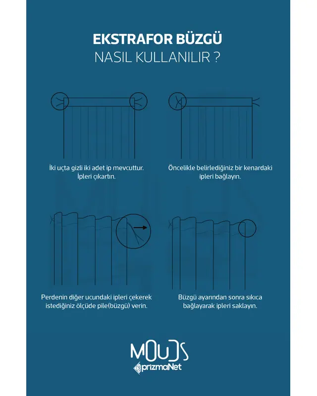 Kış Dalları Desenli Süet Oturma Odası Salon Fon Perde Baskılı Ekstrafor Büzgü 2 Kanat PRD-1024 - 5