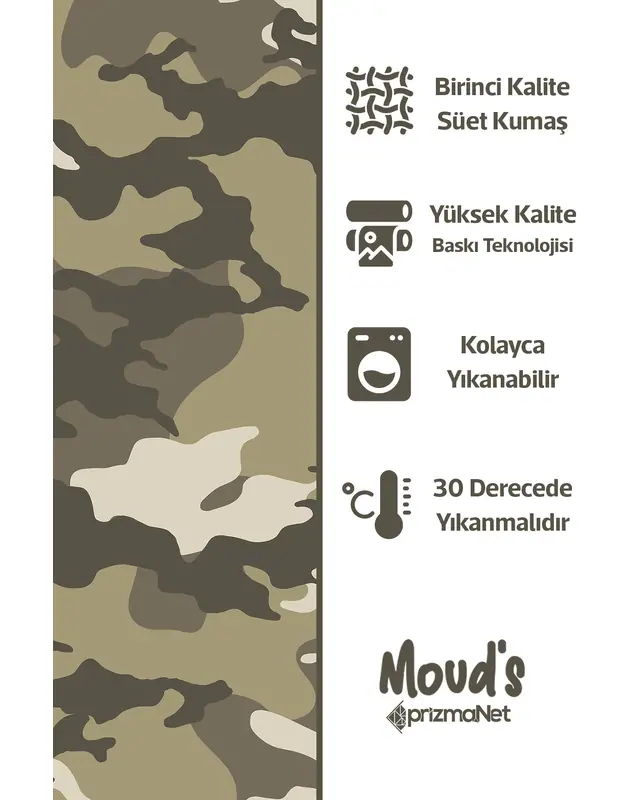 Green Camouflage Pattern Printed Suede Table Runner - 3